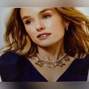 Lilly Pulitzer, via Flora, necklace, gold, metallic, new with tags, pearl & gold